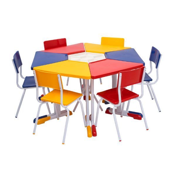 Conjunto sextavado trápezio infantil em polipropileno